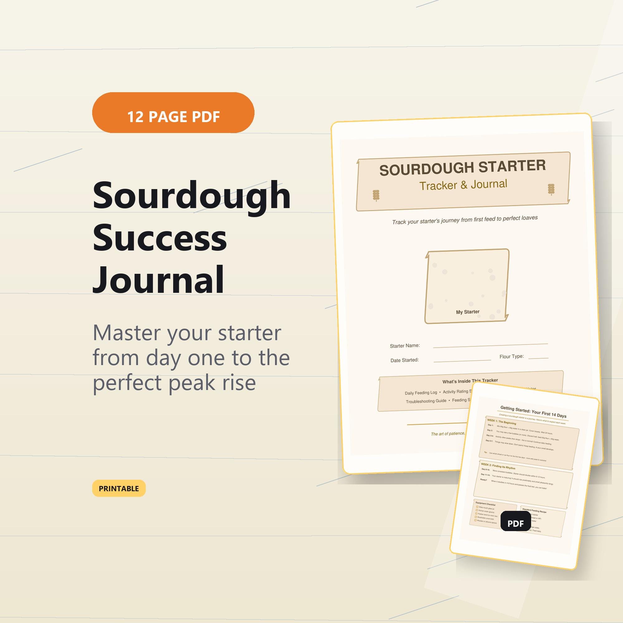 Sourdough Starter Tracker and Feeding Log | Printable Bread Journal ...