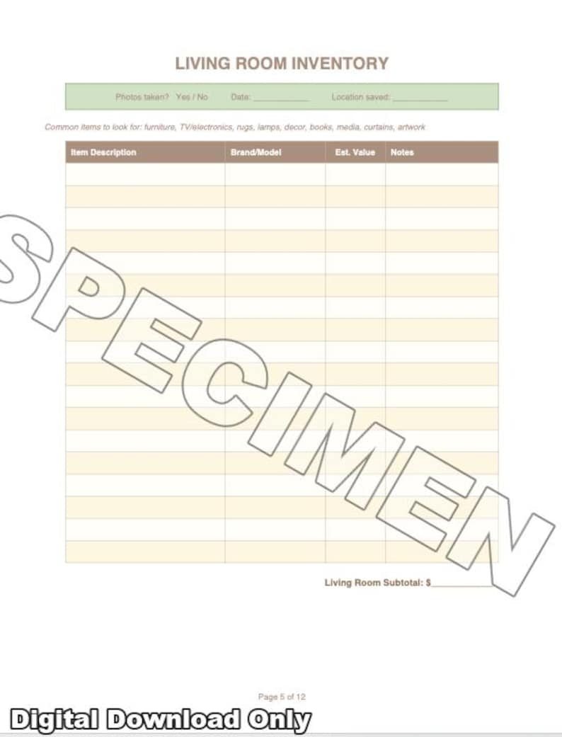 Home Inventory.pdf Household Inventory Printable PDF | Home Organizer Binder | Room ...