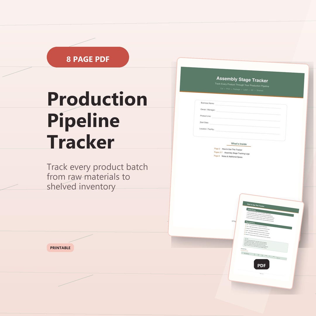 Assembly Stage Tracker Printable | Production Pipeline Workflow Log ...