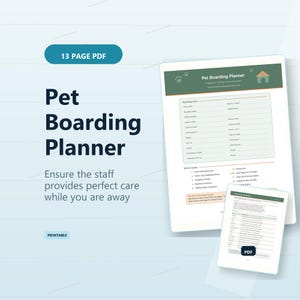 Pet Boarding Planner | Printable Kennel Care Instructions, Packing List & Checklist PDF