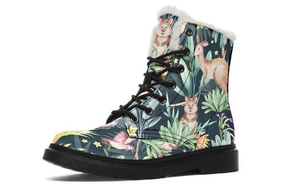 Australian Wildlife Faux Fur Unisex Boots Vegan Quokka Kangaroo Winter Footwear for Men and Women Etsy