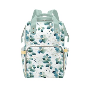 Babytas, luiertas, multifunctionele rugzak, weekendtas, mamatas, mamatas, luiertas, kraamcadeau, eucalyptusbladeren, natuur