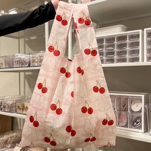 Cherry Reusable Bag || Grocery Bag, Market Tote, Tote Bag, Foldable Bag