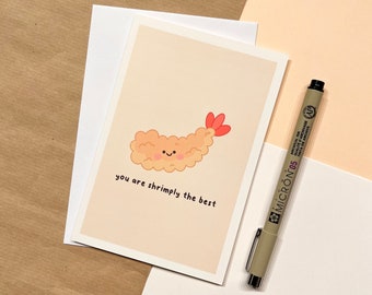 You Are Shrimply The Best Greeting Card || Cute Greeting Card, Punny Greeting Card, Asian Card, Birthday Card, Stationery, Kawaii Art