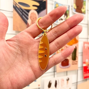 Angry Baguette Keychain || Hard Enamel Pin, Cute Keychain, Kawaii Keychain, Anime Keychain, Keychain, Food Keychain