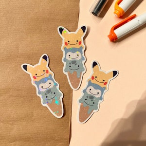 Holographic Ice Cream Die-Cut Sticker || Laptop Sticker, Digital Art, Stickers, Water Bottle Sticker, Stationery, Illustration