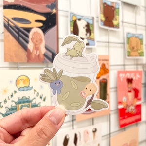 Matcha Die-Cut Sticker || Laptop Sticker, Digital Art, Stickers, Water Bottle Sticker, Stationery, Illustration, Kawaii