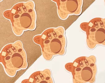 Waffle Die-Cut Sticker || Laptop Sticker, Digital Art, Stickers, Water Bottle Sticker, Stationery, Illustration, Kawaii