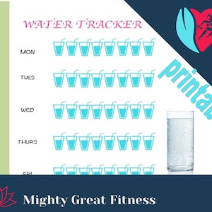 Weekly Water Tracker 80 oz, printable, accountability, tracking, planner page, weekly, water intake