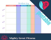 Weekly Workout Log, Printable, Workout tracker, accountability, healthy, exercise log, rep tracker, progress notes