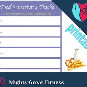 Food Sensitivity Tracker, food journal, printable, healthy living, diet tracking, symptom tracker, food allergies, stomach, sensitive tum