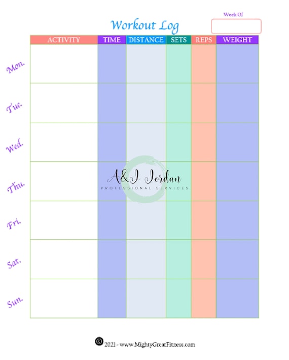 Weight Tracker 2021 Workout Tracker Monthly Workout Calendar