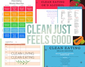 Clean Eating Weekly Meal Planner, Grocery List, Printable, Weekly Menu Plan, Health Planner, Clean Bundle, Clean Eating, Meal Plans, Clean