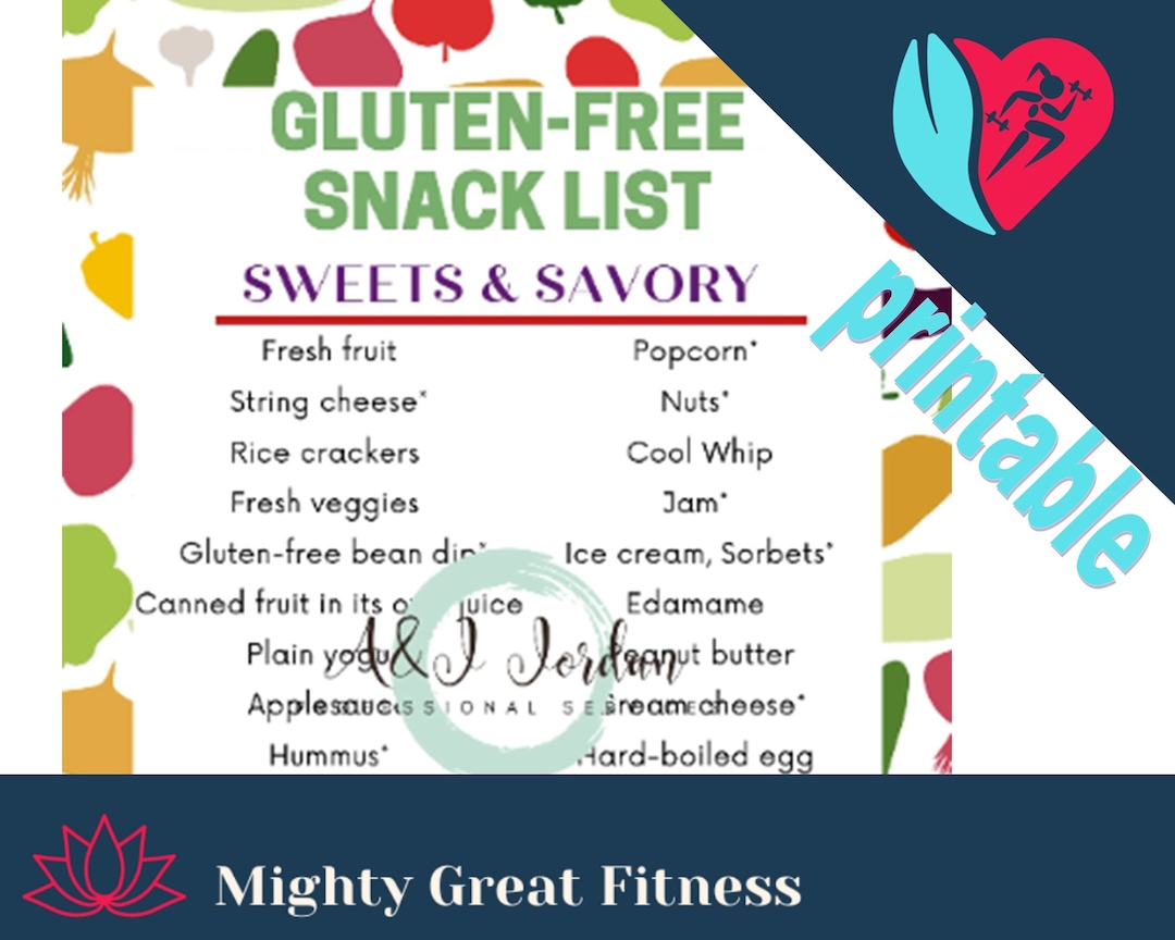 Gluten Free Snack Eating Shopping List, Snack List, Cheat Sheet
