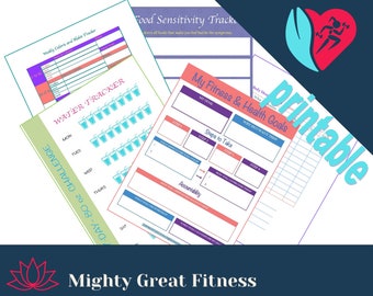 Health Tracker Package, Multiple Printable Pages of Health trackers, handy, planner pages, fitness, workout, meal plan, water tracker