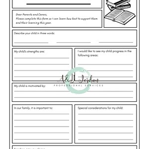 Student Profile List Template Printable Student List Back to School