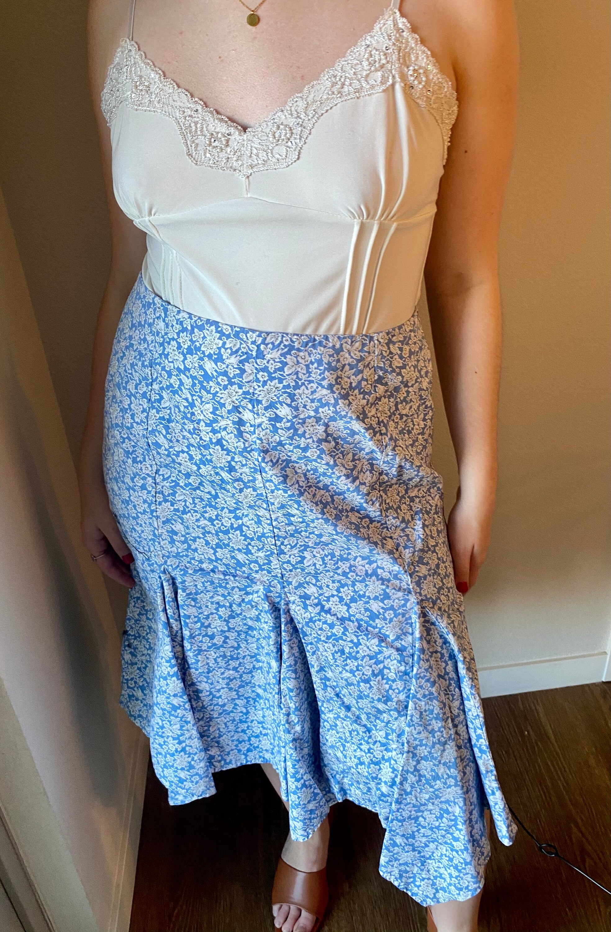 Blue Floral Skirt Etsy