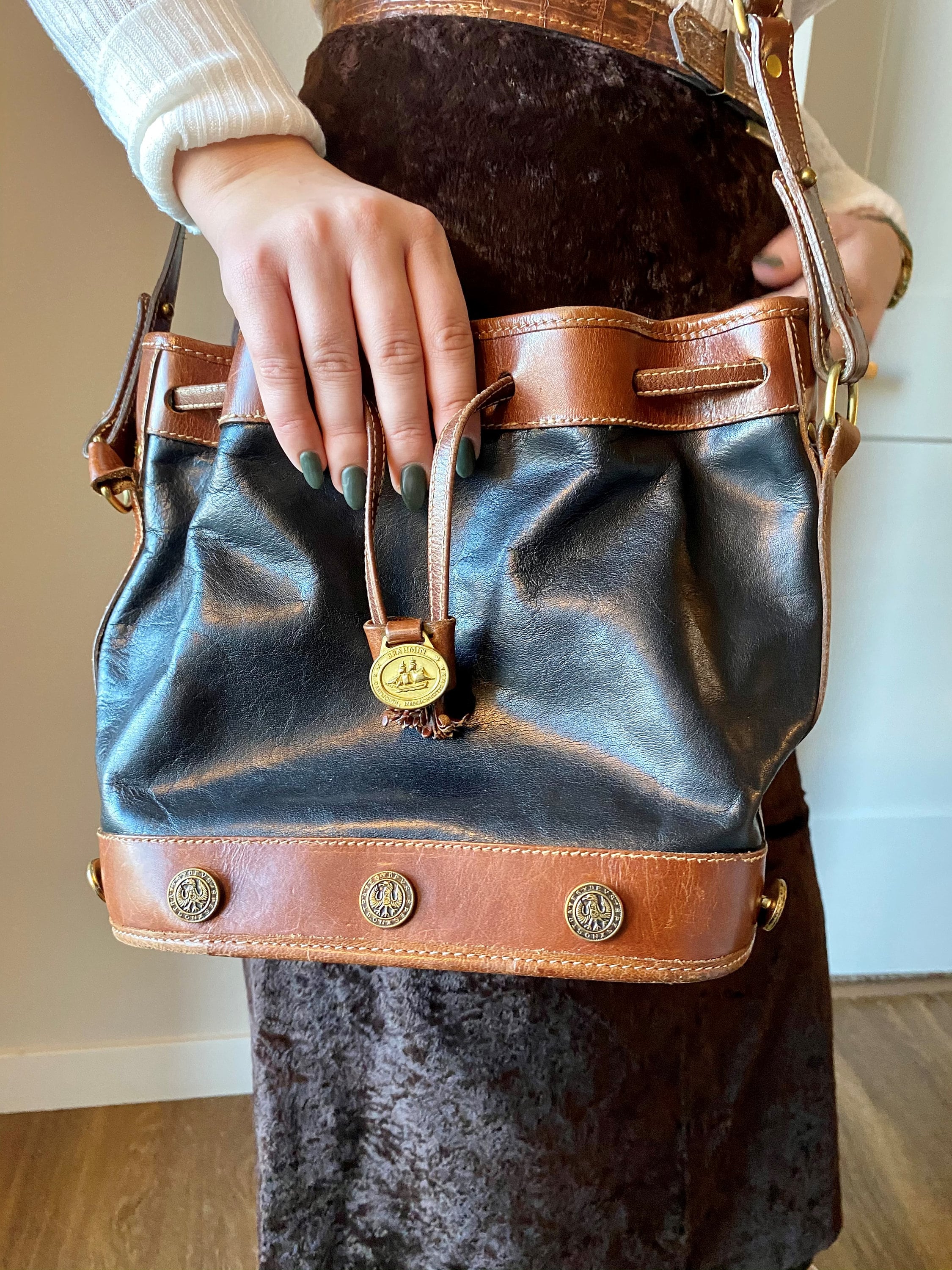 Vintage Brahmin Purse / drawstring bucket handbag purse Etsy