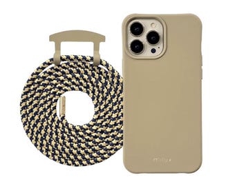milux mobile phone case with removable cord, mobile phone chain iPhone Samsung Huawei beige ROYAL