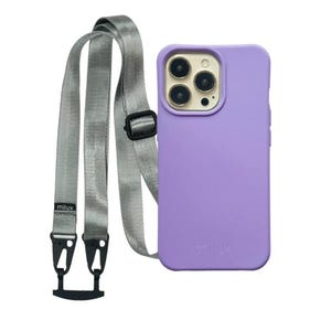 Étui pour téléphone portable avec cordon amovible, étui lilas sangle argent milux chaîne de téléphone portable vert iPhone Samsung Huawei Phonecase
