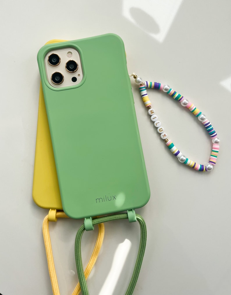 Handyhülle mit abnehmbarer Kordel, milux Handykette Grün iPhone Samsung Huawei Phonecase Bild 9