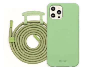 Telefoonhoesje met afneembaar koord, milux mobiele telefoonketting groen iPhone Samsung Huawei telefoonhoesje