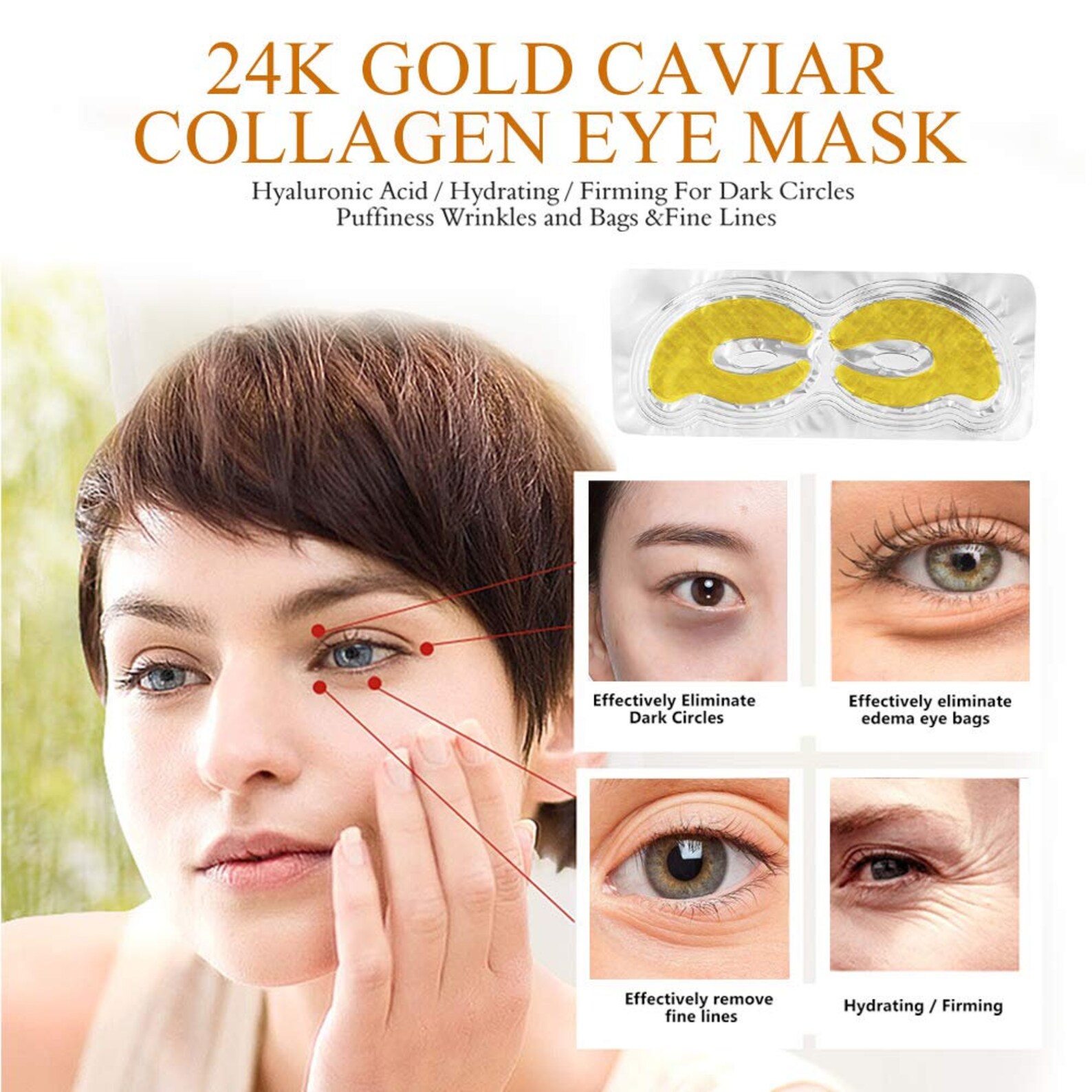 24K Gold Crystal Collagen Eye Mask Eye Patches Eye Mask For Etsy
