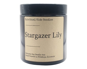 Stargazer Lily Soy  Candle 4oz 20-25 Hours Hand Poured with All Natural Soy Wax and Fragrant/ Essential Oils! | Floral Candle |
