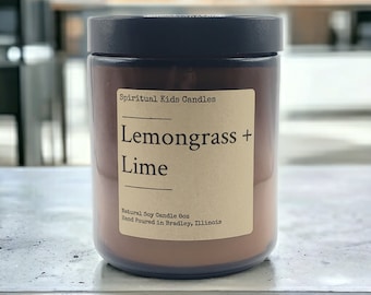 Vela de soja de limoncillo y lima. Aroma cítrico vertido a mano (113 g u 237 g)