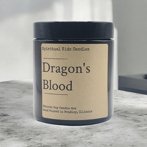Dragon&#39;s Blood Soy Candle 4oz Glass Jar Made with All Natural Soy Wax and Essential Oils! | Highly Scented | Herbal Candle | Birthday Gift