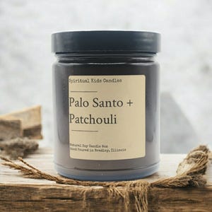 Palo Santo Patchouli Soy Candle 8oz 35-40 Hours Hand Poured with Soy wax and Fragrant/Essential Oils! | Herbal Candle | Birthday Gift