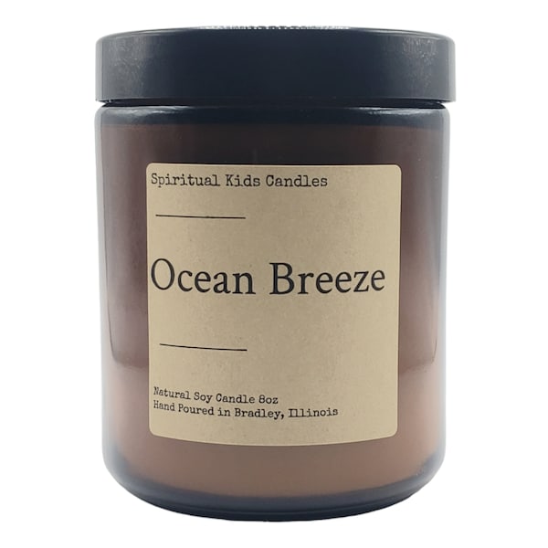 Ocean Breeze Soy Candle 8oz 35-40 Hours Hand Poured with All Natural Soy wax and Fragrant/Essential Oils! | Ocean Candle | Birthday Gift