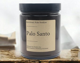 Vela de soya de Palo Santo: aromaterapia herbal hecha a mano