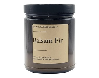 Balsam Fir Soy Candle 8oz Hand Poured with Fragrant/Essential Oils! | 35-40 Hour Burn Time | Holiday Candle | Woodsy Candle | Birthday Gift