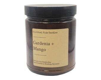 Gardenia & Mango Soy Candle 8oz 35-40 Hours Hand Poured with All Natural Soy Wax and Fragrant/Essential Oils | Floral |  Birthday gift