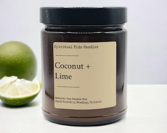Coconut & Lime Soy Candle. Hand Poured. Fruit Scent