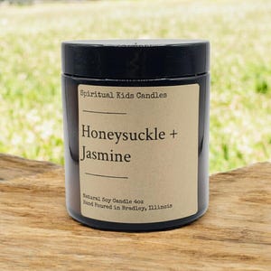 Honeysuckle Jasmine Soy Candle 4oz Glass Jar Hand Poured with All Natural Soy Wax and Fragrant/Essential Oils! | Floral Candle| Birthday
