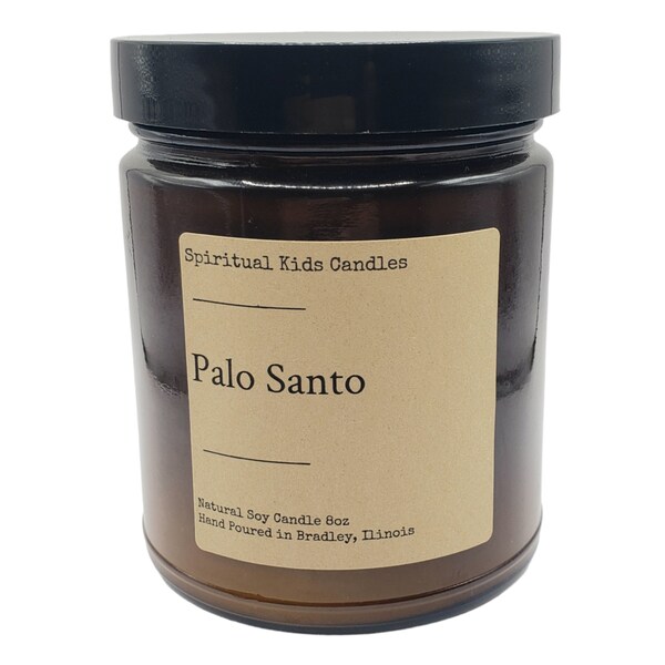 Palo Santo Soy Candle 8oz 35-40 Hours Hand Poured with All Natural Soy wax and Fragrant/Essential Oils! | Herbal Candle | Birthday Gift