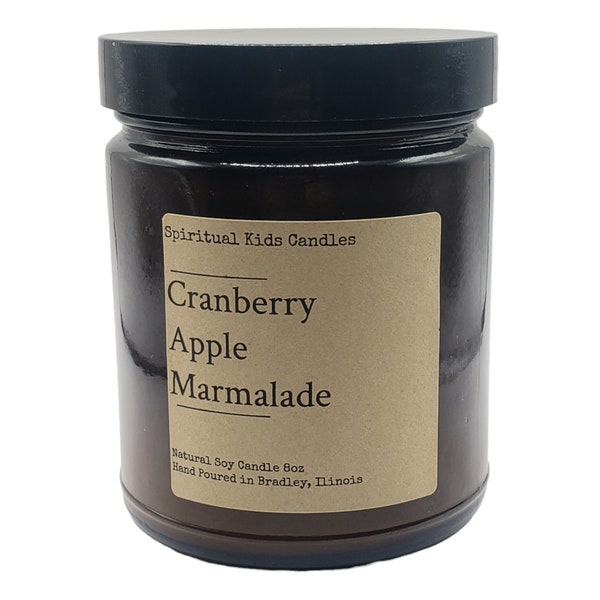 Cranberry Apple Marmalade Soy Candle 8oz Glass Jar Candle Hand Poured with All Natural Soy Wax and Fragrant/Essential Oils! | Birthday Gift