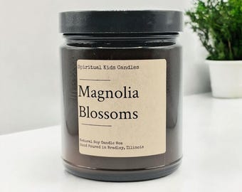 Magnolia Blossom Soy Candle: 4oz or 8oz Floral Scent, Hand Poured