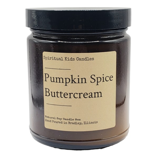 Pumpkin Spice Buttercream Soy Candle 8oz Hand Poured with Fragrant/Essential Oils | Food Scented Candles | Birthday Gift | Christmas Gift |