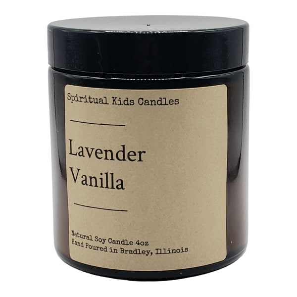 Lavender Vanilla Soy Candle 4oz Hand poured with All Natural Soy Wax and Fragrant/Essential Oils! | Floral Candle | Relaxing Candle |