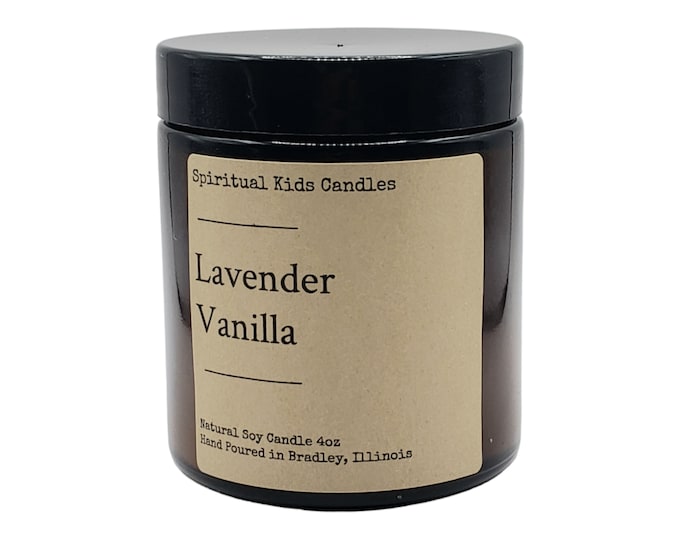 Lavender Vanilla Soy Candle 4oz Hand poured with All Natural Soy Wax and Fragrant/Essential Oils! | Floral Candle | Relaxing Candle |