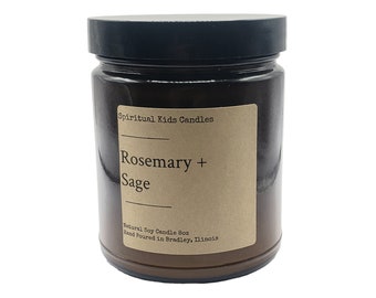 Rosemary & Sage Soy Candle 8oz 35-40 Hours Hand Poured with Soy Wax and Fragrant/ Essential Oils! | Herbal Candle | Birthday Gift