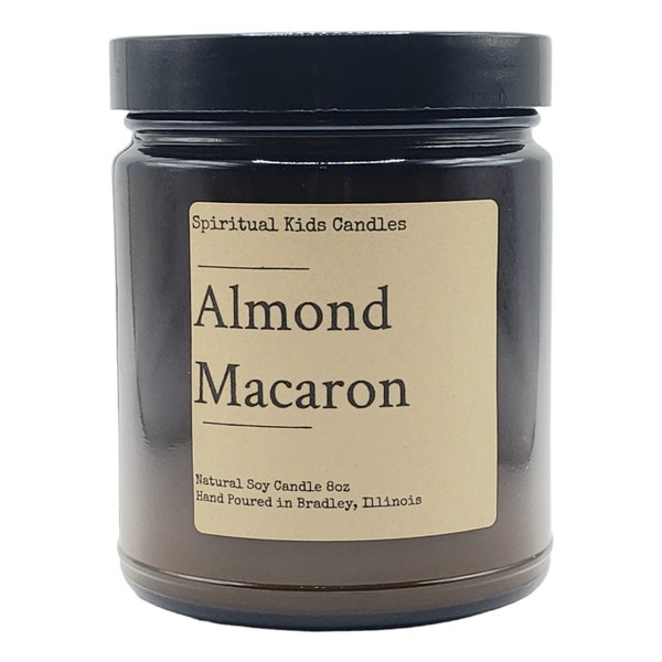 Almond Macaron Soy Candle 8oz 35-40 Hours All Natural Soy Wax Tealights Hand Poured with Fragrant/Essential Oils | Holiday Candle |