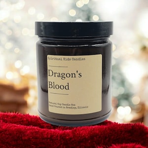 Dragon&#39;s Blood Soy Candle 8oz Glass Jar Made with All Natural Soy Wax and Essential Oils! | Herbal Candle | Birthday Gift | Christmas Gift