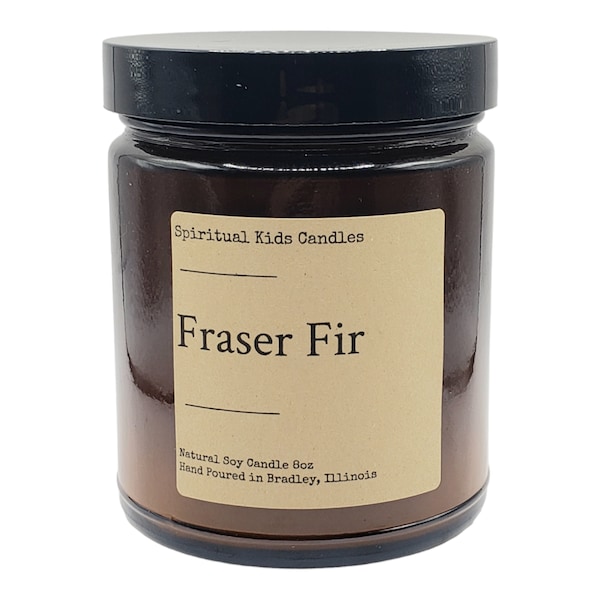 Fraser Fir Soy Candle 8oz Hand Poured with Fragrant/Essential Oils! | 35-40 Hour Burn Time | Holiday Candle | Woodsy Candle |