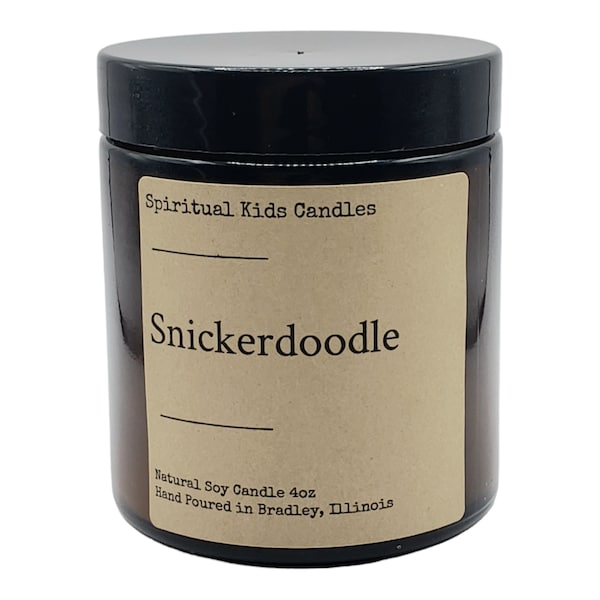 Snickerdoodle Soy Candle 4oz Glass Jar All Natural Soy Wax Tealights Hand Poured with Fragrant/Essential Oils Holiday Candle | Food Scented