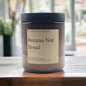 Banana Nut Bread Soy Candle 8oz Hand Poured with All Natural Soy Wax and Fragrant/ Essential Oils! | Food Scented Candle | Birthday Gift |