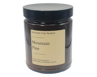 Mountain Pine Soy Candle 8oz Hand Poured w Fragrant/Essential Oils! | 35-40 Hour Burn Time | Holiday Candle | Woodsy Candle